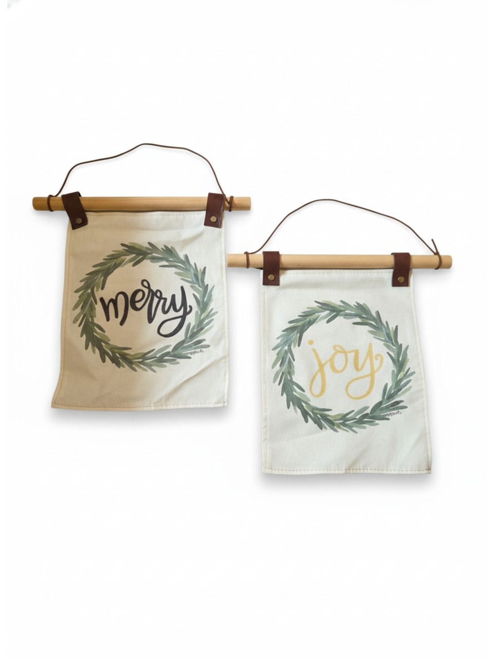 Set of 2 Merry and Joy Hanging Door Decor Banners